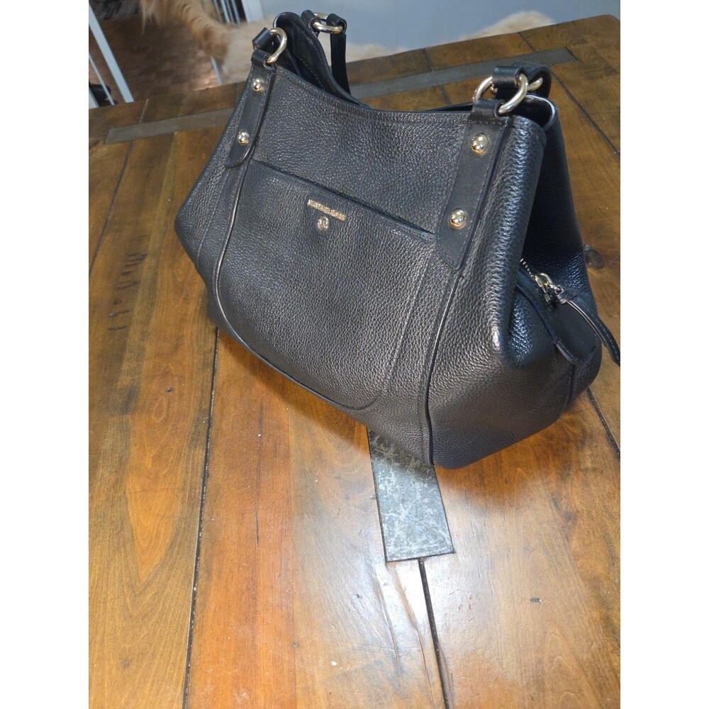 Michael Kors Molly Large Pebbled Leather Shoulder Tote Black Purse 30S2G6ME3L - Picture 3 of 9